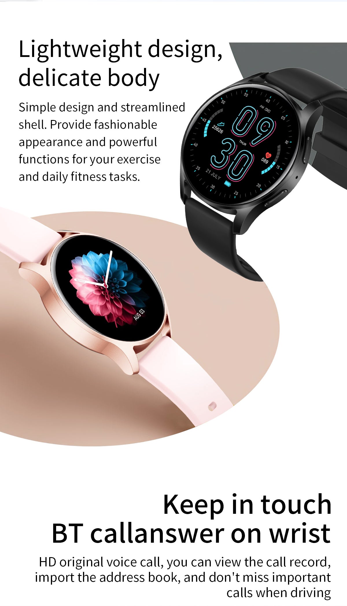 Trendy Smart Watch, Smart Watch For Men And Women, Make,answer Calls, Wireless Smart Watch, Fitness Tracker With Calorie Tracker, Pedometer, Text Notifications, Compatible With IPhone And Android, Per 5 06c667ad-0346-4af4-8af8-c669e7f143e8 Vendor 1