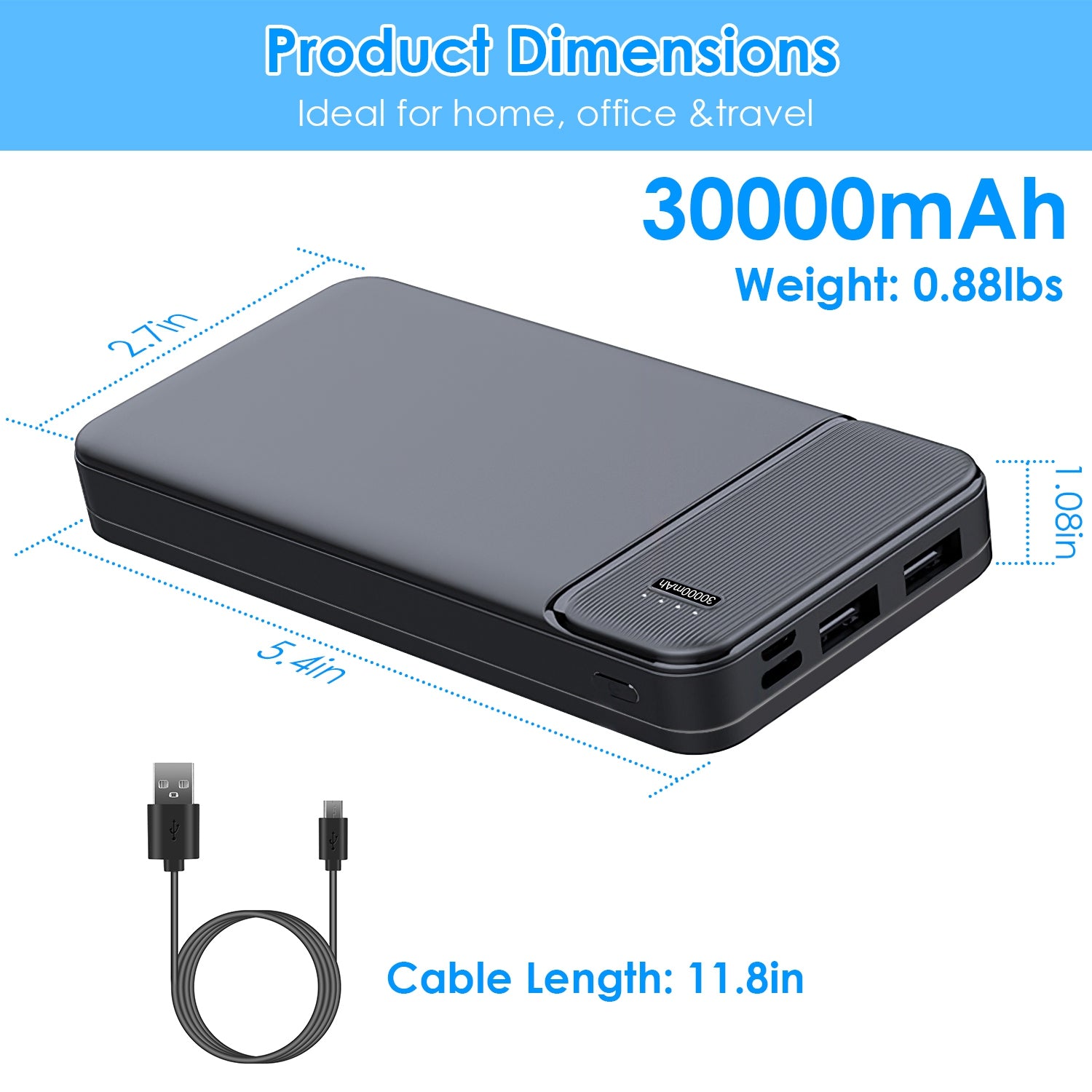 1Pc 30000mAh 20000mAh 1W MAh Fast Charging Power Bank With 1 USB Cable Fit For IOS Phone 15 14 13 And More 5 143601c0-3314-4034-bee3-0705bd71ae46 Vendor 1