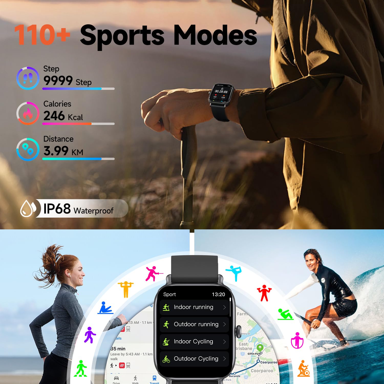 2.0 Inch HD - Fashion Smartwatch Bluetooth Talking, IP68 Showerproof Mental Health Tracker, Anxiety Relief Fitness Tracker 5 1932362290146054144 Vendor 1