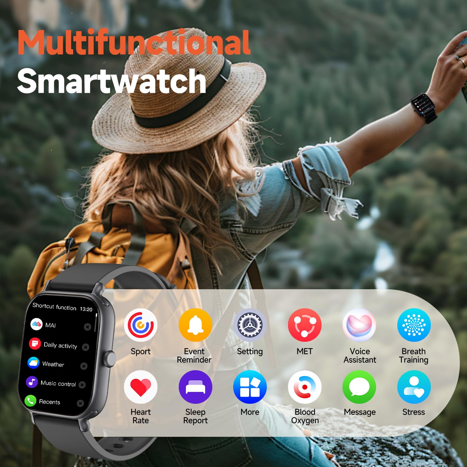 2.0 Inch HD - Fashion Smartwatch Bluetooth Talking, IP68 Showerproof Mental Health Tracker, Anxiety Relief Fitness Tracker 5 1932362290615816192 Vendor 1