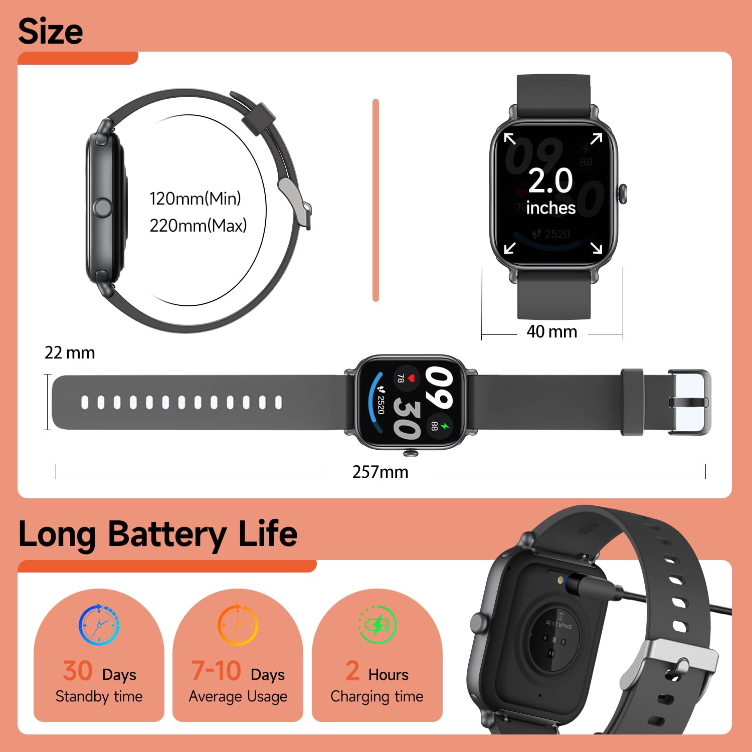 2.0 Inch HD - Fashion Smartwatch Bluetooth Talking, IP68 Showerproof Mental Health Tracker, Anxiety Relief Fitness Tracker 5 1932362291882496000 Vendor 1