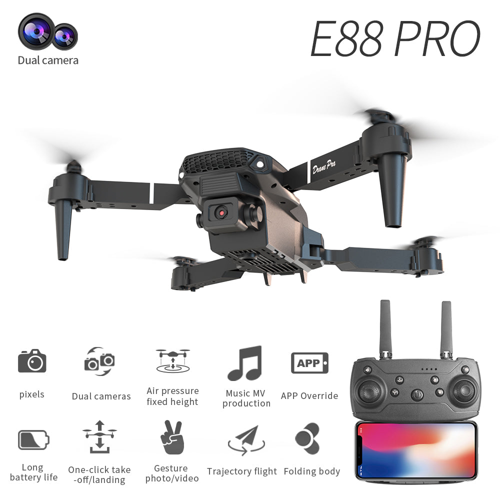 E88 Dual Camera Drone, WiFi FPV Double Folding RC Quadcopter Altitude Hold, Remote Control Toy For Beginners, Ideal Men's Gift For Outdoor Fun, Great For Christmas, Halloween, And Thanksgiving 5 1940948642001326080 Vendor 1