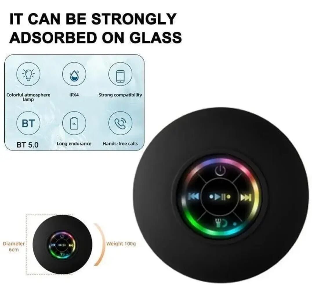 Waterproof Bluetooth Wireless Shower Speaker Bathroom Speaker LED Light Portable--white 5 227b42d2-3bbe-4090-99b8-637a53ac93b0 Vendor 1