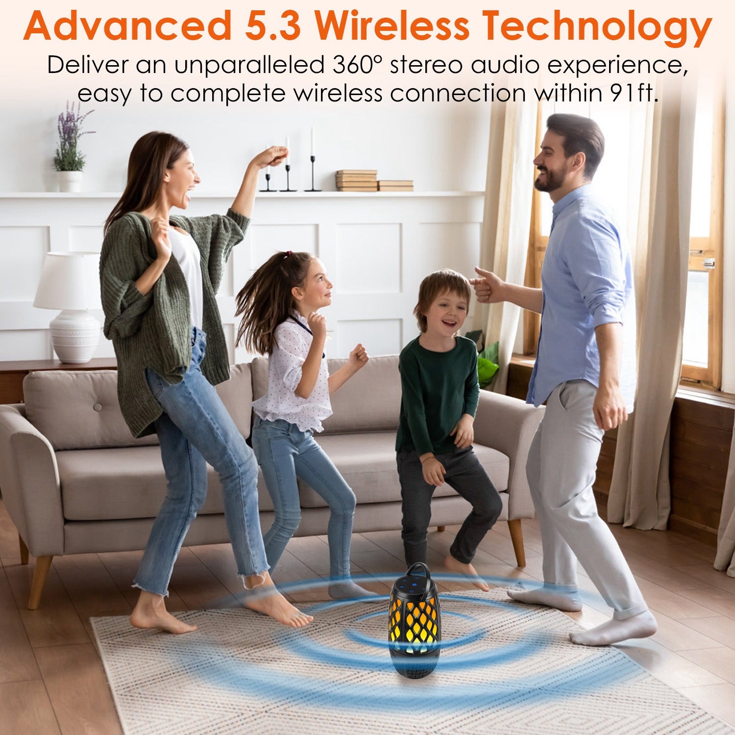 1Pc 4 In 1 Wireless 5.3 Outdoor Speaker IPX5 Waterproof Patio Speaker LED Flame Speaker With 3 Flame Light Modes Hook Stake Wall Mount Holder Sync Up To 1,00 Speakers 5 23f6a474-f277-4948-9b27-8a4e3ed80b8f Vendor 1