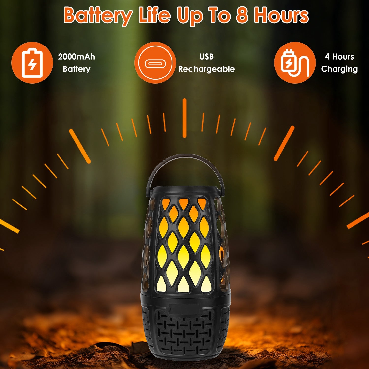 1Pc 4 In 1 Wireless 5.3 Outdoor Speaker IPX5 Waterproof Patio Speaker LED Flame Speaker With 3 Flame Light Modes Hook Stake Wall Mount Holder Sync Up To 1,00 Speakers 5 281d3b4c-2529-46f7-aef5-5e2e2bb1e611 Vendor 1