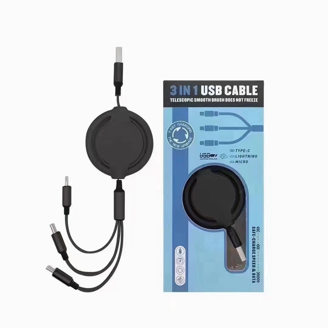 Three-in-one Mobile Phone Data Cable, Free Switching Of Interfaces, Multi-device Charging Is Super Convenient. Black 5 44845309-7710-49cb-b3d4-a06667b41032 Vendor 1