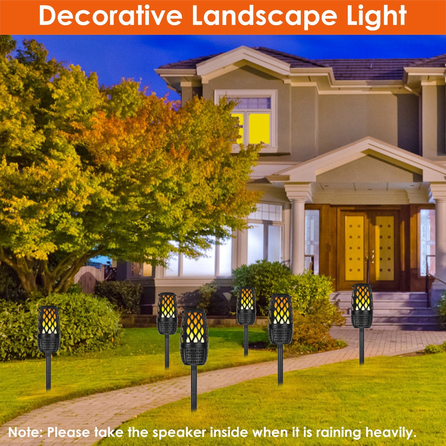 1Pc 4 In 1 Wireless 5.3 Outdoor Speaker IPX5 Waterproof Patio Speaker LED Flame Speaker With 3 Flame Light Modes Hook Stake Wall Mount Holder Sync Up To 1,00 Speakers 5 45403e81-eeb4-48f9-96d9-eccc7de0185c Vendor 1