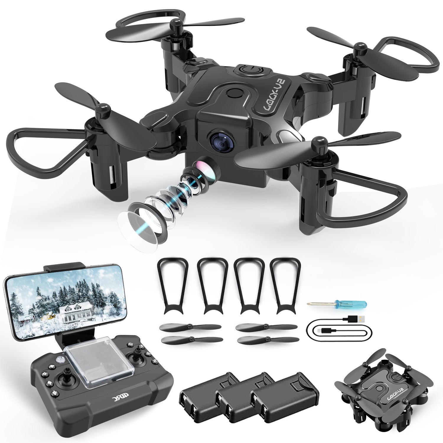 AU V2 Mini Drone Selfie WIFI FPV With HD Camera Foldable Arm RC Quadcopter Toy. BLACK 5 5c8b6c1a-3a28-4ec4-84fc-a1340e5a328a_09925f70-a72e-4897-9822-12d36c9b6b91 Vendor 1