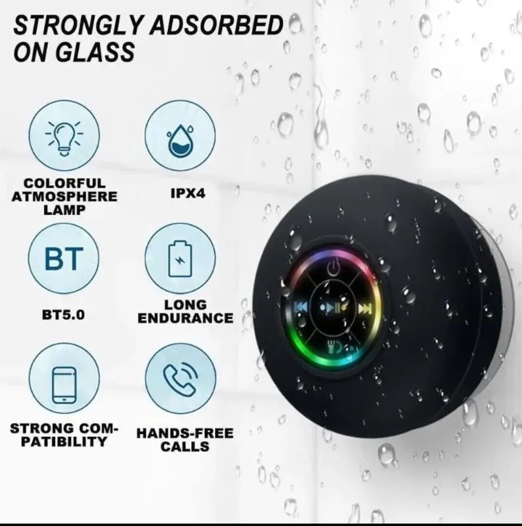Waterproof Bluetooth Wireless Shower Speaker Bathroom Speaker LED Light Portable--white 5 686d5372-2449-45ed-b665-3173eab07302 Vendor 1