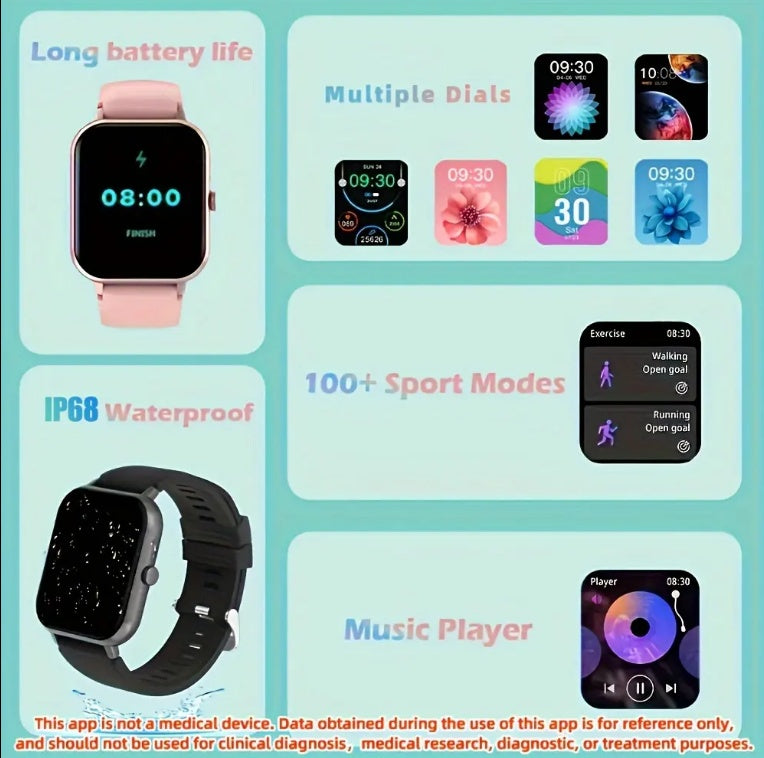 ZL54CJ Square Smartwatch Women BT Call Heart Rate Sport Mode Fitness Tracker Waterproof Smart Watch Men For IOS Android 5 6fff1e7d-41d3-46bc-84a0-38044bca35e5 Vendor 1