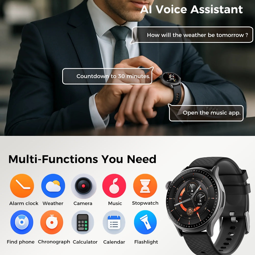 Round Screen Smartwatch, 1.43in HD 3ATM Waterproof, Equipped With Heart Rate Detection, Sleep Monitoring, And Step Tracking,100 Sports Modes Movement Monitor Holiday Gifts Fashion Watches 5 82ca955b-2d57-41f4-b159-02266691d319 Vendor 1