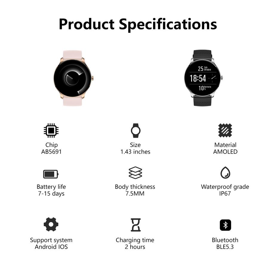 Ultra Slim Smart Watch For Men Women, 1.43 AMOLED Screen Fitness Watches , LP67 Outdoor Watch For Android Ios 5 a8828f80-f9a5-4875-aee8-d4375a816ca7 Vendor 1