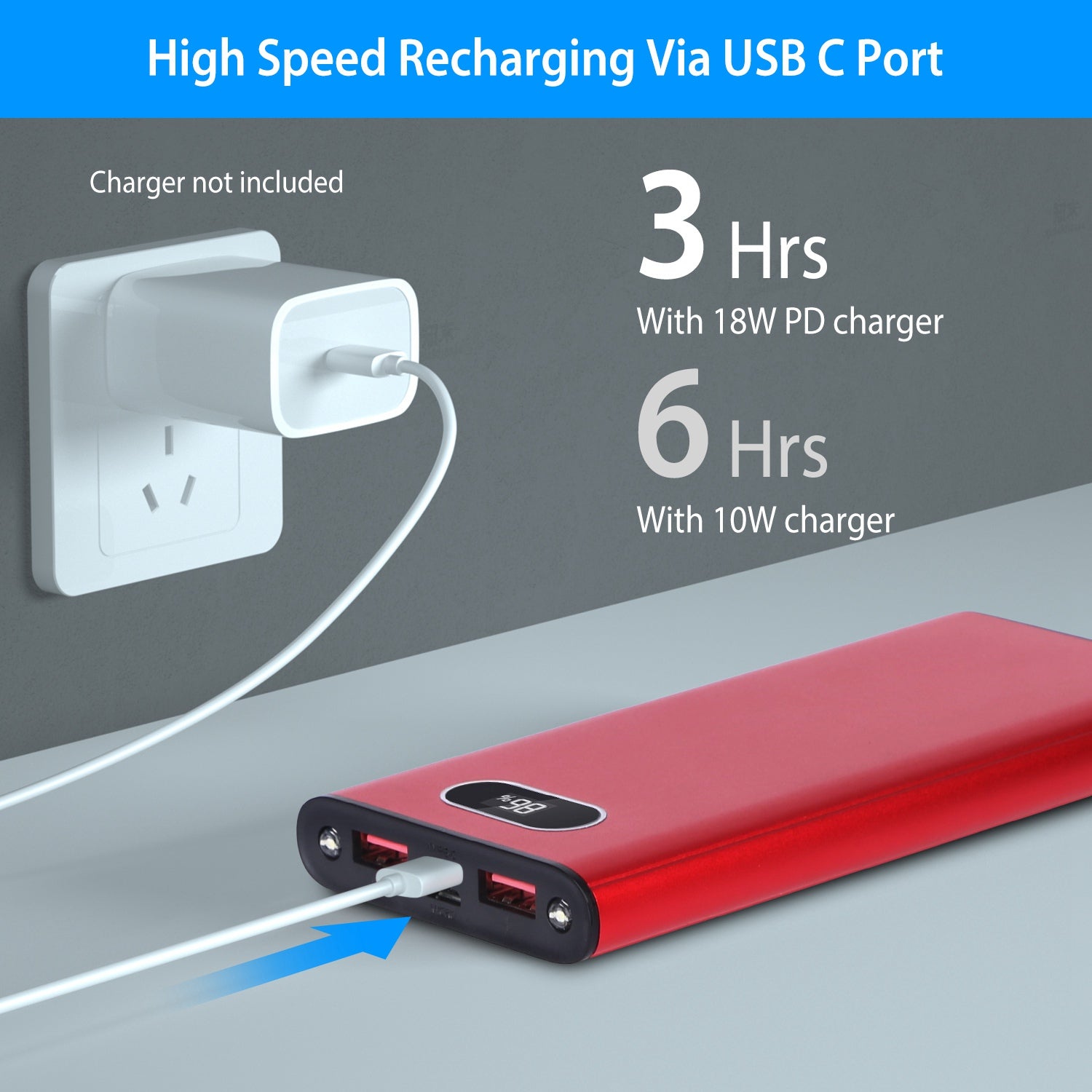 Green-Black-Red Color Options -- 1Pc 20000Mah Power Bank Portable Charger External Battery Pack 22.5W Super Fast Charging With LED Display Flashlight Fit For IOS Phone 5 c510e8ea-a633-4642-8a44-48241841d584 Vendor 1