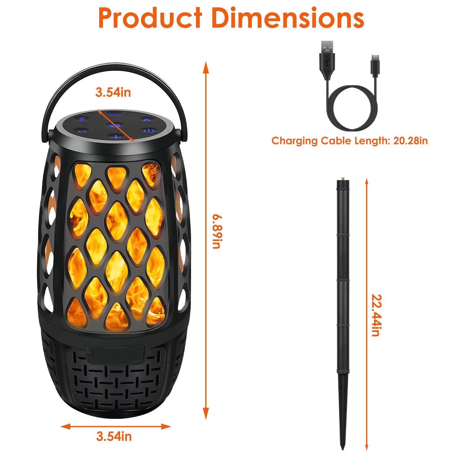 1Pc 4 In 1 Wireless 5.3 Outdoor Speaker IPX5 Waterproof Patio Speaker LED Flame Speaker With 3 Flame Light Modes Hook Stake Wall Mount Holder Sync Up To 1,00 Speakers 5 c847b97b-7e90-4184-bc63-c79d6a19f151 Vendor 1