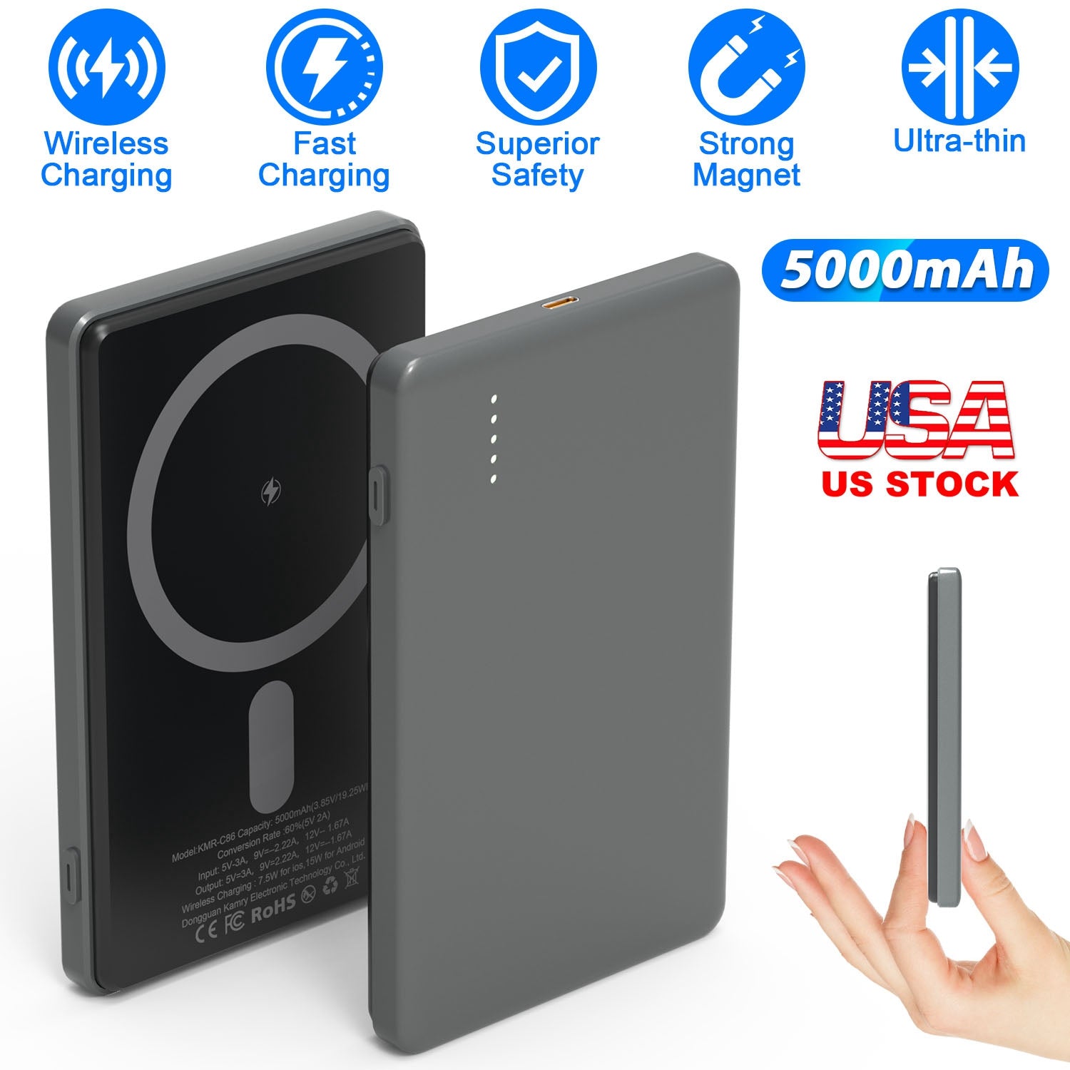 2 In 1 5000mAh 8MM Slim MagSafe Wireless Power Bank PD20W Magnetic Fast Charger Portable Phone Charger Fit For IOS Phone 15 14 13 12 Series And More 5 c8f02a7b-3f44-466b-a81c-266a186915c1 Vendor 1