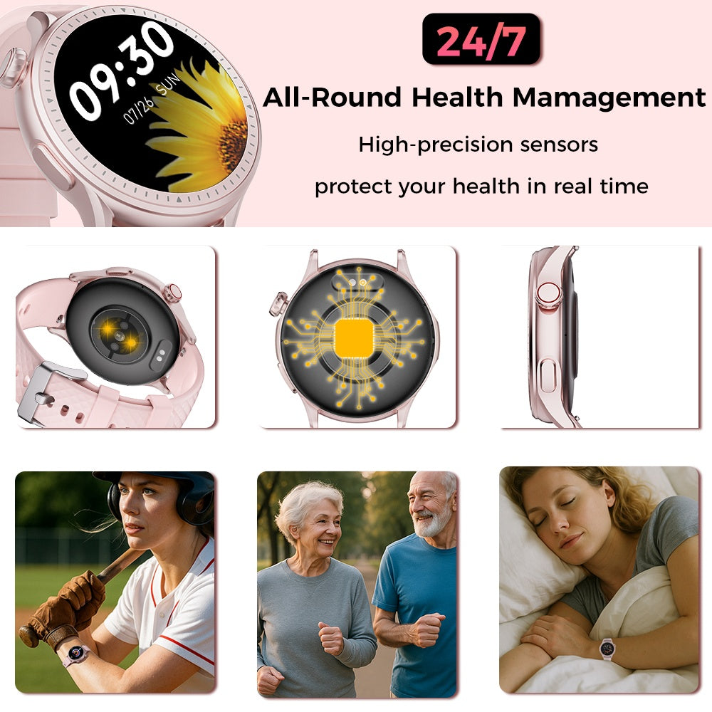 Round Screen Smartwatch, 1.43in HD 3ATM Waterproof, Equipped With Heart Rate Detection, Sleep Monitoring, And Step Tracking,100 Sports Modes Movement Monitor Holiday Gifts Fashion Watches 5 eb1e4d37-45f0-4ac0-ba4a-4dd7d31009a7 Vendor 1