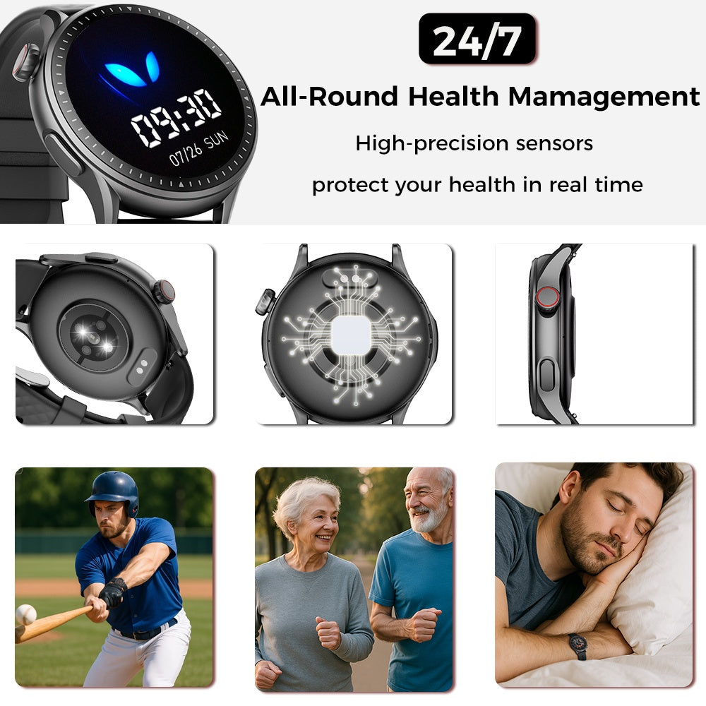 Round Screen Smartwatch, 1.43in HD 3ATM Waterproof, Equipped With Heart Rate Detection, Sleep Monitoring, And Step Tracking,100 Sports Modes Movement Monitor Holiday Gifts Fashion Watches 5 f74ac77f-a05c-404b-846c-69c5fac622d8 Vendor 1